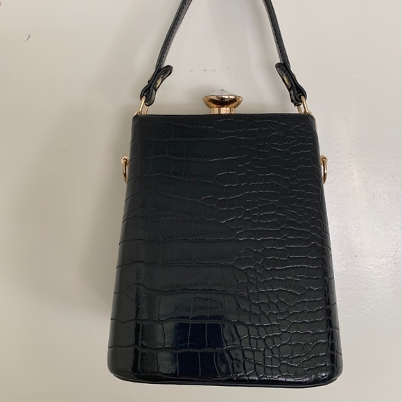 Mini Croc Handbag with Sparkle Clasp - Picture 5 of 10